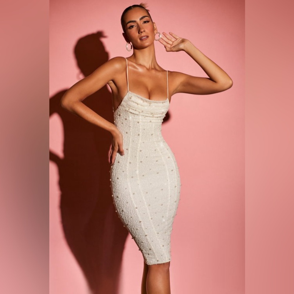 Oh Polly Strappy Embellished Midi Dress